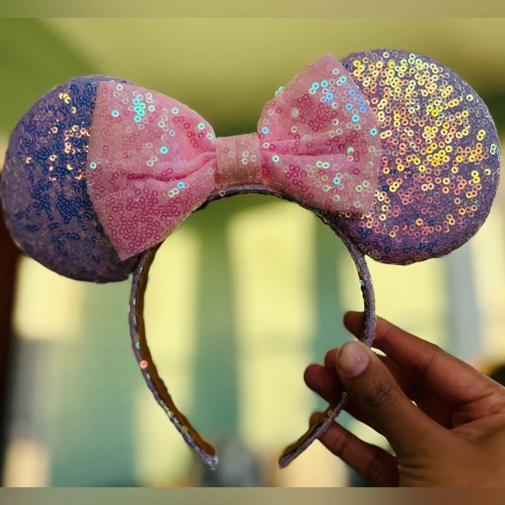 Set of Sequin Mouse Ear Headbands with Bows